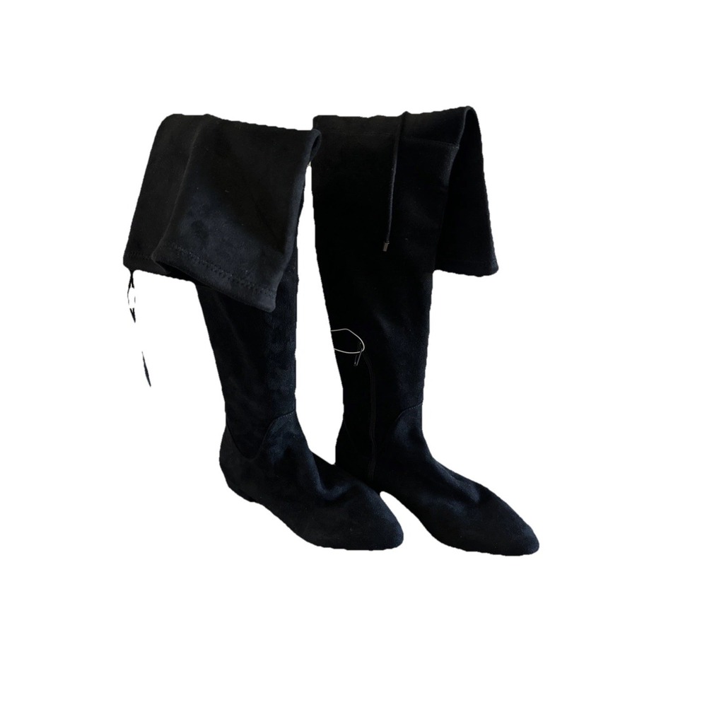 NEW Enzo Angiolini Meloren Women Over Knee Boots Black Faux Suede Size US 8.5M